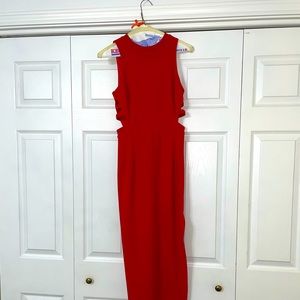 Red floor length gown